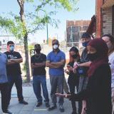 Rep. Ilhan Omar with constituents in Minneapolis,