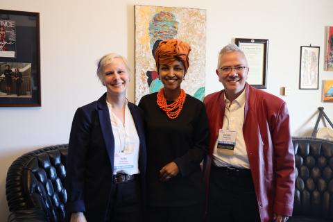 (Left to right: Minnesota Housing Federal Affairs Director Nellie Siers, Rep. Ilhan Omar, Minnesota Housing Commissioner Jennifer Ho)