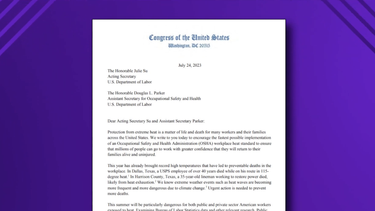 Letter to OSHA